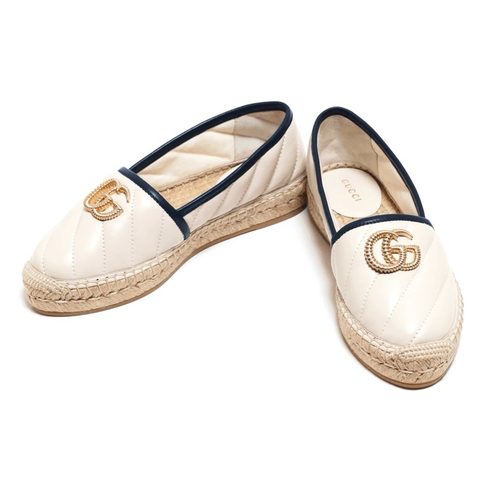 Authentic NEW GUCCI Nappa Matelasse GG Marmont Espadrilles 35.5 Cream US 35.5 - Picture 8 of 8